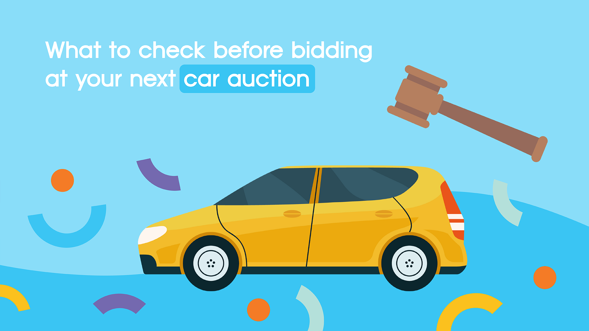 Car Going On Auction With Gavel. Text Overlay Reads: What To Check Before Bidding At A Car Auction 